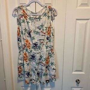 Lg Old Navy linen-blend Hawaiian Print shorts Romper - Multicolor
